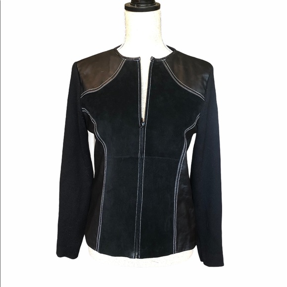 Leather and suede cardigan - Picture 2 of 4